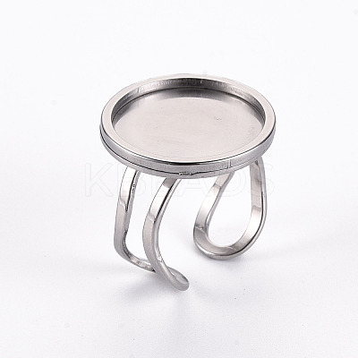 Tarnish Resistant 201 Stainless Steel Cuff Ring Findings STAS-S080-040E-P-1