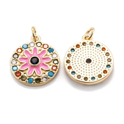 Real 18K Gold Plated Brass Micro Pave Cubic Zirconia Pendants ZIRC-M114-51G-02-1