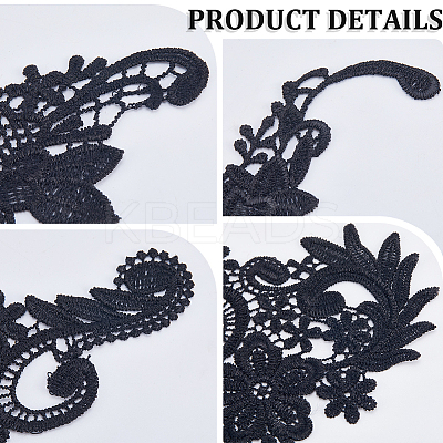 4 Pairs 2 Style Polyester & Nylon Embroidery Flower Lace Appliques DIY-GF0009-09-1