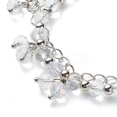 Glass Brided Beaded Dangle Stud Earrings & Multi-strand Bracelet SJEW-JS01257-1