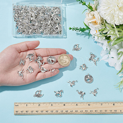 90Pcs 9 Styles Tibetan Style Alloy Pendants TIBEP-AR0001-22-1