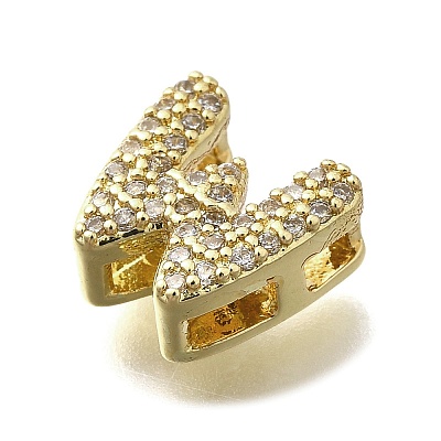 Brass Micro Pave Cubic Zirconia Letter Multi-Strand Links KK-D295-32G-23-1