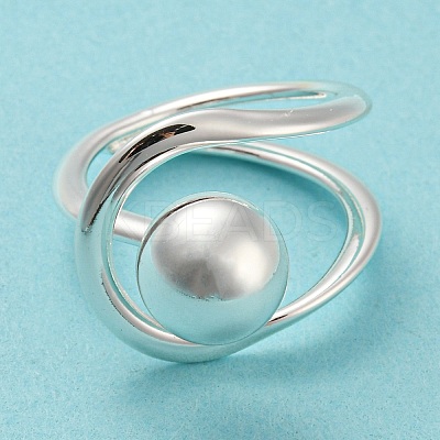 Round Ball Rack Plating Brass Wire Wrap Finger Rings RJEW-Q786-01S-1