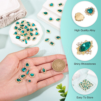 48Pcs 12 Styles Alloy Rhinestone Cabochons MRMJ-TA0001-45A-1