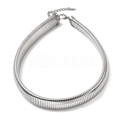 Non-Tarnish 304 Stainless Steel Flat Snake Chain Necklaces for Women NJEW-U049-01P-02-1