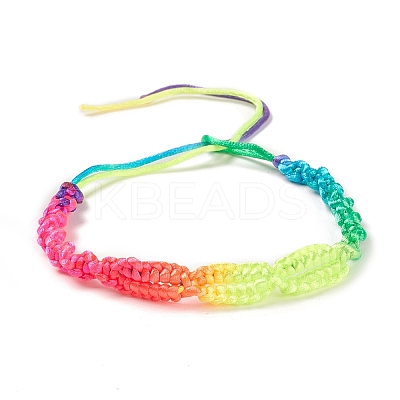 Rainbow Color Polyester Braided Adjustable Bracelet Making for Women BJEW-F454-05-1