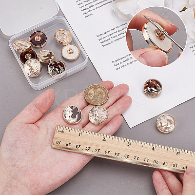 12Pcs 2 Colors Zinc Alloy Resin Shank Buttons BUTT-AR0001-31-1