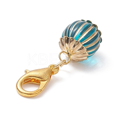 Metal Enlaced Acrylic Round Pendant Decoration HJEW-JM01015-1