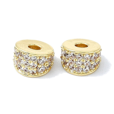 Rack Plating Brass Pave Clear Cubic Zirconia Beads KK-M282-37G-1