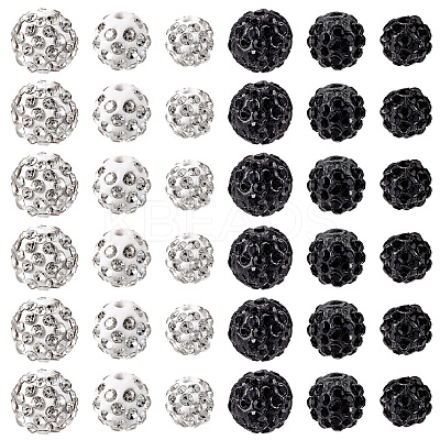 120Pcs 6 Styles Rhinestone Pave Disco Ball Beads RB-TA0001-14-1