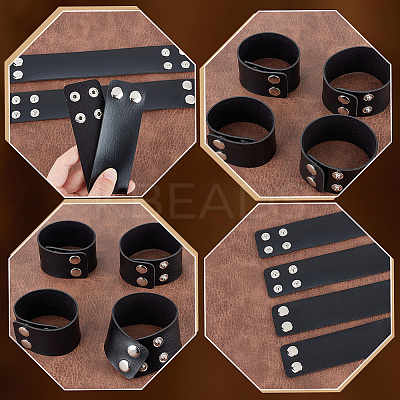 Stainless Steel Double Snap  With Duty Belt Keeper Wide Bracelet BJEW-WH0025-01-1