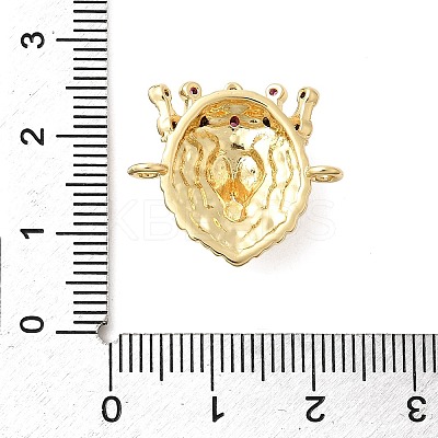 Brass Micro Pave Colorful Cubic Zirconia Lion Head Connector Charms KK-H529-12G-1