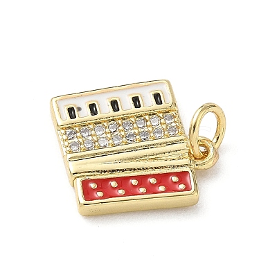 Brass Micro Pave Clear Cubic Zirconia Charms KK-A273-06G-1