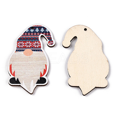 Christmas Single Face Printed Wood Big Pendants WOOD-H102-01G-1