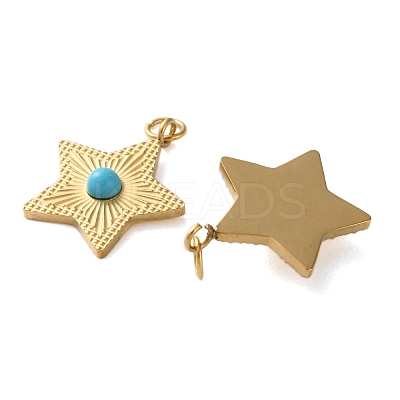 Synthetic Turquoise Star Pendants STAS-Q333-01G-02-1