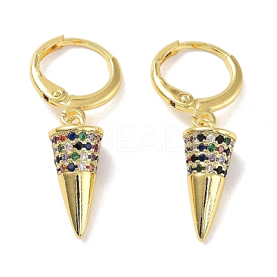 Real 18K Gold Plated Brass Dangle Leverback Earrings EJEW-L269-029G-1