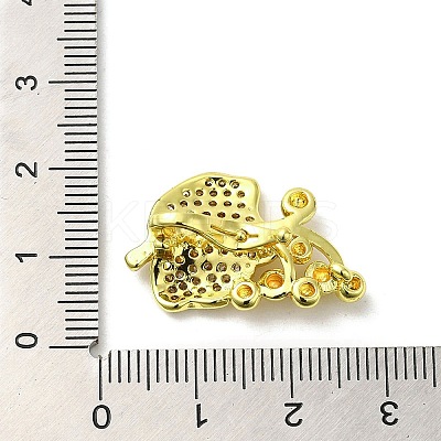 Rack Plating Brass Micro Pave Clear Cubic Zirconia Twister Clasps KK-F863-03G-1