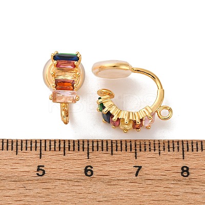 Brass Micro Pave Colorful Cubic Zirconia Clip-on Earring Findings KK-K382-37G-1