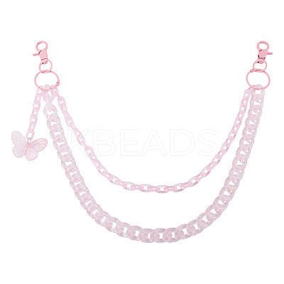 Acrylic Butterfly Layered Chain Belts for Jeans Pants HJEW-TAC0113-1