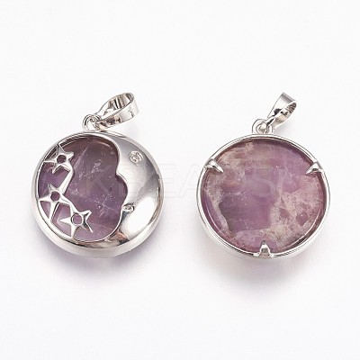 Natural Amethyst Pendants G-P378-B08-1