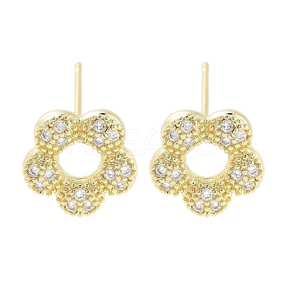 Brass Micro Pave Clear Cubic Zirconia Stud Earrings for Women EJEW-S217-E05-1