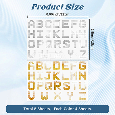 8 Sheets 2 Style Letter A~Z Acrylic Hotfix Rhinestone DIY-CP0012-54B-1