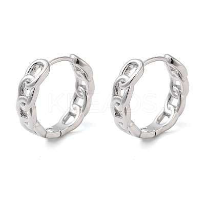 Brass Chain Charm Hoop Earrings for Women EJEW-F347-02P-02-1