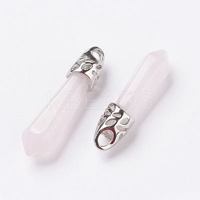 Natural Rose Quartz Pointed Pendants X-G-P309-05-1