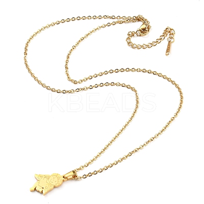 304 Stainless Steel Heart Cupid Pendant Necklaces for Women LS-NJEW-A012-01G-1