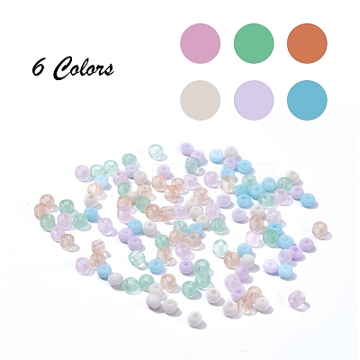 1800Pcs 6 Colors 8/0 Transparent & Opaque Glass Seed Beads SEED-YW0001-31-1