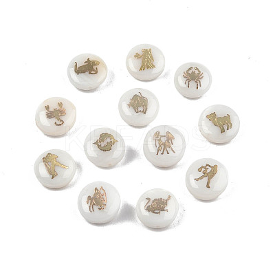 12Pcs 12 Patterns Natural Freshwater Shell Beads SHEL-N003-32-1