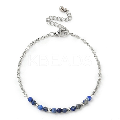 Natural Lapis Lazuli Beads Link Bracelets BJEW-JB11835-03-1