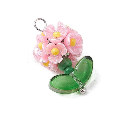 Glass Seed Beaded Flower Pendants PALLOY-MZ00521-05-1