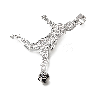 Brass Micro Pave Clear Cubic Zirconia Pendants CU-CBA108A-08P-1