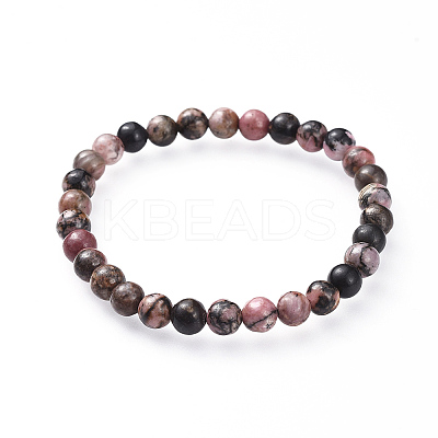 Natural Rhodonite Stretch Bracelets BJEW-JB04557-01-1