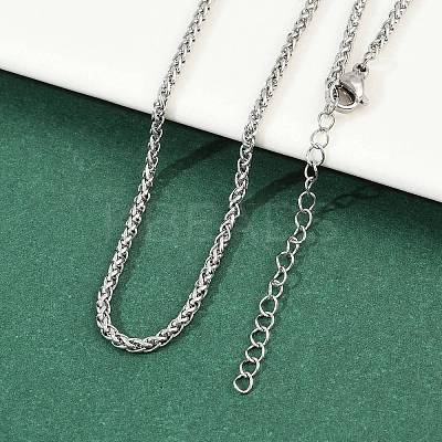 304 Stainless Steel Wheat Chains Necklaces for Unisex NJEW-K395-01A-P-1