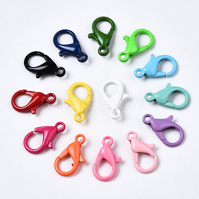 40Pcs Spray Painted Eco-Friendly Alloy Lobster Claw Clasps PALLOY-YW0001-24-NR-1