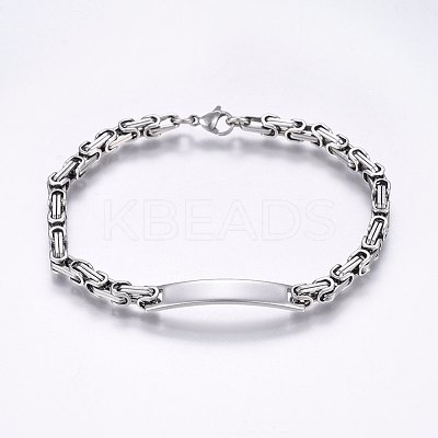 Tarnish Resistant 201 Stainless Steel ID Bracelets BJEW-F331-07P-1