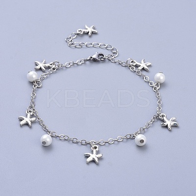 Brass Cable Chain Anklets AJEW-AN00261-1