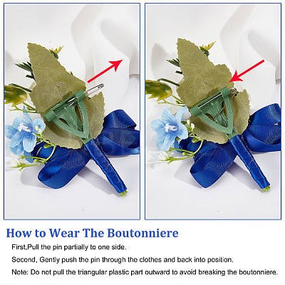 Silk Cloth Wrist Corsage & Flower Boutonniere Brooch AJEW-CP0009-43-1