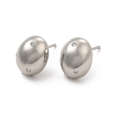 Cubic Zirconia Oval Stud Earrings EJEW-P213-12P-01-1