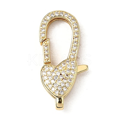 Brass Clear Cubic Zirconia Lobster Claw Clasps KK-Z078-46B-G-1