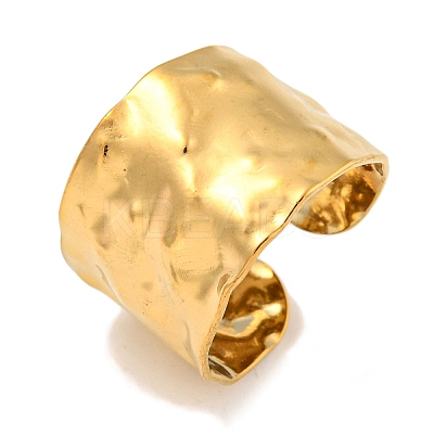 Ion Plating(IP) 304 Stainless Steel Hammered Open Cuff Ring RJEW-A043-08G-1