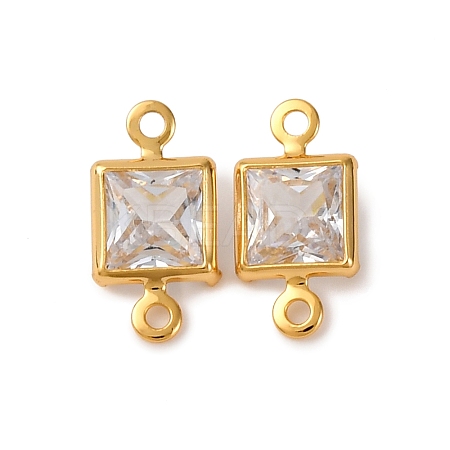 Brass Pave Clear Cubic Zirconia Connector Charms KK-Z121-06G-02-1