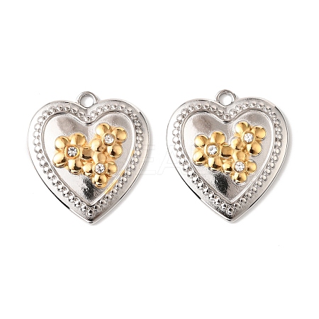 304 Stainless Steel Rhinestone Pendants STAS-Z145-03GP-01-1