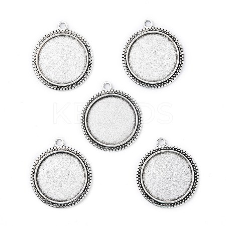 Tibetan Style Alloy Flat Round Pendant Cabochon Settings LS-TIBEP-M022-34AS-1
