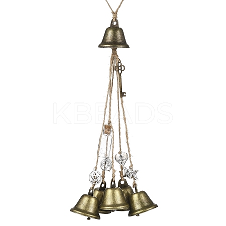 Tibetan Style Alloy & Iron Halloween Witch Bell Pendant Decorations HJEW-JM04494-1