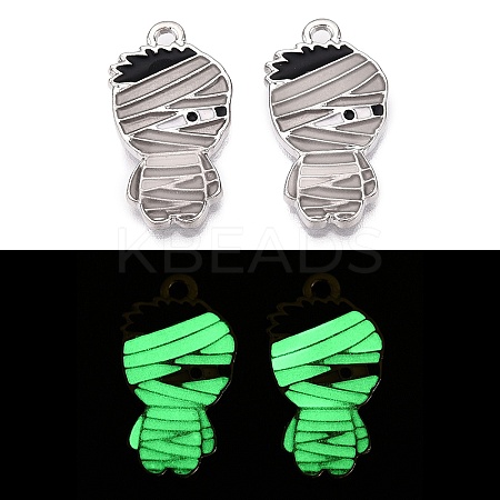 Halloween Theme Rack Plating Luminous Alloy Enamel Pendants ENAM-N056-228P-1