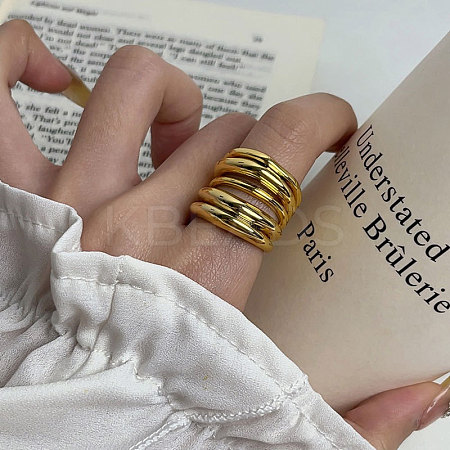 Multi Layer Alloy Wrap Finger Rings for Women RJEW-K277-02G-1