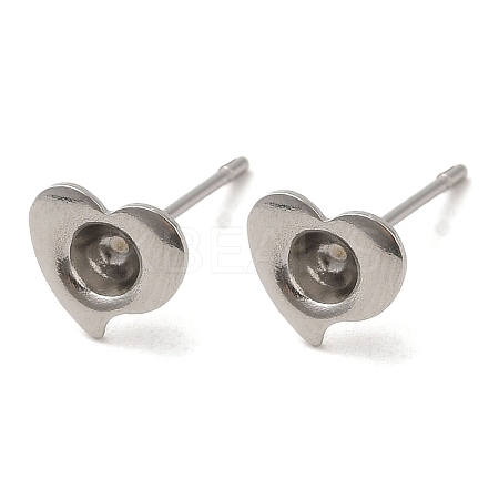 Non-Tarnish Heart 201 Stainless Steel Stud Earring Findings STAS-Q315-02P-1
